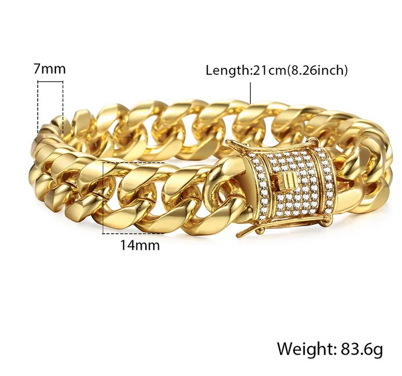 Stylish Miami Gold Curb Cuban Bracelet – Bold & Elegant