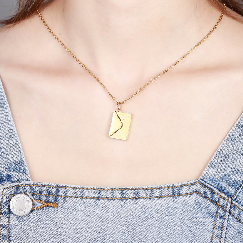 Elegant Envelope Pendant Necklace