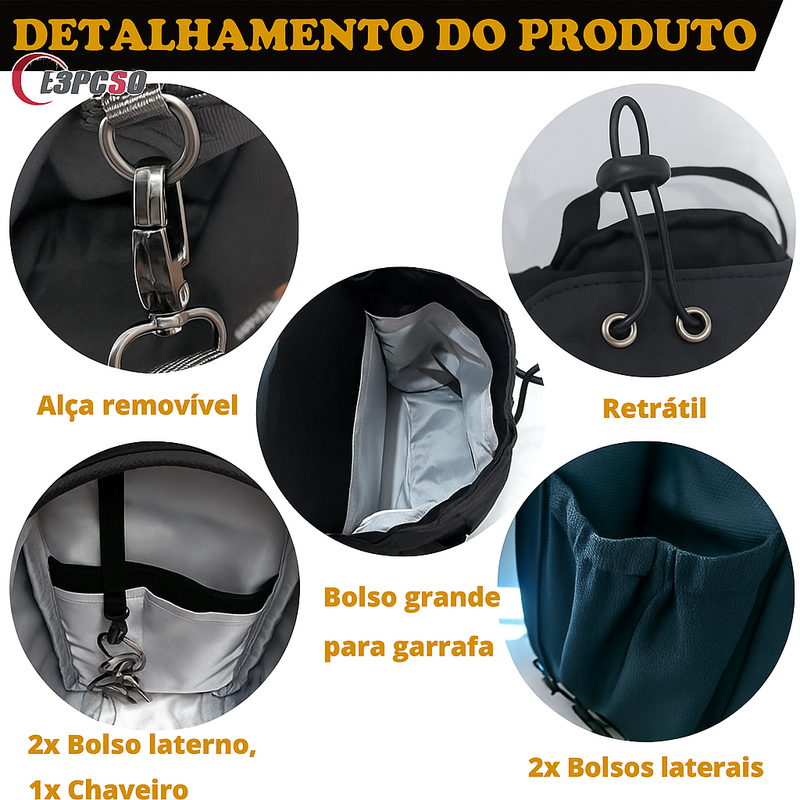 Unisex Gym Bag with Magnetic Bottle Holder